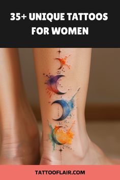 the legs and ankles are covered in tattoos for women with watercolors on them