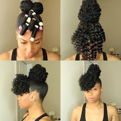 Flexi Rod Natural Hair, Protective Style Braids, Perm Rod Set, Flexi Rods, Braided Bun Hairstyles, Curly Hair Updo, Bun Hairstyle