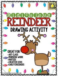 reindeer drawing activity for christmas lights