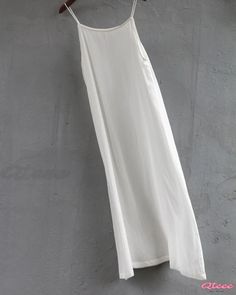 Qteee - Hangzhou Exquisite Comfort Cotton Slip Dress with Stretchable and Silky Sleeveless Liner - Sophisticated and Effortless Fit White Cotton Summer Dress, Cotton Slip Dress, White Vintage Dress, Mori Fashion, Cotton Slip, White Cotton Dress, Cotton Dress Summer, Lovely Tops, Spaghetti Strap Top