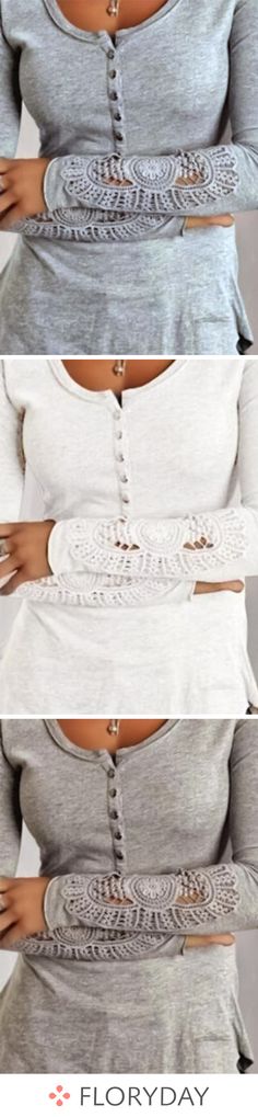 Solid Casual Round Neckline Long Sleeve Blouses, solid blouse, blouses, casual blouse, round neckline, long sleeve, tops, casual tops, basics, lovely. Blouses Casual, Casual Chique, Tops Casual, Embroidery Work, Hippie Chic, Casual Blouse, Look Fashion, Passion For Fashion, Autumn Winter Fashion