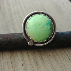 A fun, unique & rare minty green Chrysoprase round set in Sterling silver, on a hefty double half-round Sterling silver band. Chrysoprase, or Chrysophrase, is an eye-catching green said to bring it's wearer good fortune & prosperity, as well as providing clairity of thought & creativity. This large & in charge beauty is a US size 10.  Each component of my jewelry is consciously chosen to benefit the environment & small businesses. Amber Heart, Minty Green, Us Size 10, Good Fortune, Sterling Silver Bands, Salt Lake City, Lake City, Silver Band, Metal Jewelry