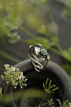 ITEM DESCRIPTION: Weight - 3 g. Materials: silver 925, natural emerald and moonstone. Absolutely unique and amazing botanical ring with leaves and twigs. I made it of sterling silver, natural emerald and tiny moonstone. This jewelry is worthy of the princess of the forest elves. This fabulous ring will be a great addition to your jewelry collection or a special piece for engagement. It will be the best choice for an elven or forest wedding. This handmade ring will come to you in a gift box - rea Ursula Jewelry, Ring With Leaves, Forest Elves, Forest Ring, Botanical Ring, Cute Engagement Rings, Fairy Wedding, Fantasy Wedding, Forest Wedding