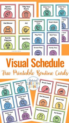 visual schedule for the printable routine cards