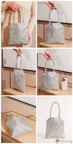 BirdinBag – Rhinestone-Embellished Evening Handbag – Elegant and Stylish – Bird in Bag Party Tote Shoulder Bag With Rhinestones, Chic Rhinestone Tote Bag, Chic Rhinestone Bags For Shopping, Chic Tote Bag With Rhinestones, Glamorous Square Bag With Rhinestones, Evening Handbag, Bird In Bag, Square Bag, Chain Styles