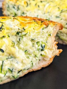 a quiche with cheese and spinach on it