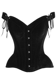 Fullbust corset made of premium velvet fabric Front Busk Closure Sweetheart Neckline Adjustable Straps 6" Modesty Panel Spiral Steel Bones throughout body of corset Flat steel bones at front and back Ribbon lace-up back for cinching Waist Tape Hand Wash Cheshire Costume, Kill Costume, Black Corset Outfit, Hosiery Dress, Kitty Cheshire, Raven Cosplay, Corset Black, Velvet Corset, Dnd Ideas