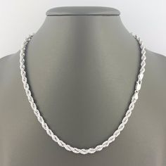 D E S C R I P T I O N : Our rope chains are made from 14k solid gold guaranteeing you an attractive & luxurious appearance. Each link has a unique diamond-cut design creating that extra shine at any angle light touches it. The rope chain is precisely made with professional & expert craftsmanship. This simple yet modern necklace is a must-add to your jewelry collection making it a perfect piece to stack with other necklaces or wearing it alone. Your chain is nicely packaged in an exquisite neckla Silver Diamond Necklace With Rope Chain, White Gold Rope Chain Necklace, White Gold Round Rope Chain Necklace, White Gold Diamond Cut Chain Link Necklace, White Gold Diamond-cut Chain Link Necklace, Silver Brilliant Cut Chain Necklace For Anniversary, Anniversary Silver Chain Necklace With Brilliant Cut, White Diamond Cut Chain Link Jewelry, Silver Link Jewelry With Diamond Cut