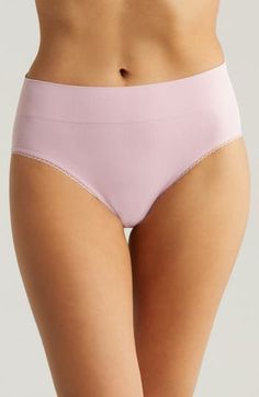 Supportive Seamless Bottoms For Daywear, Feminine Bottoms For Daywear, Pink High-cut Leg Stretch Bottoms, Pink Soft Touch Shapewear Bottoms, Soft Touch Pink Shapewear Bottoms, Pink High Waist Micro-elastic Bottoms, High Waist Pink Bottoms With Smoothing Details, Feminine Stretch Bottoms With High-cut Leg, Feminine Fitted Bottoms With High-cut Leg