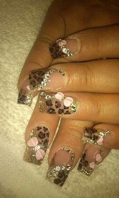 Trashy Y2k Nails, 2000s Nails, Cheetah Nail Designs, Wow Nails, Girly Acrylic Nails, Her Nails