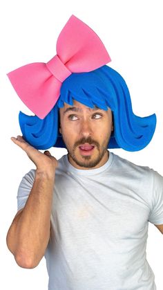 "Get this Awesome Wig with Large Bow Today! This Wig with Large Bow will definitely make you stand out at your next Party, Wedding, Corporate Event, Birthday, Quinceanera, or Halloween Party! Product Details: ✓Made in the USA ✓Handmade ✓High Quality Foam ✓One Size Fits Most ✓Customizable to your preferences \"This is where your party starts\". Give your next party a new life and rediscover your youth with Foam Party Hats. Foam Party Hats Guarantee At Foam Party Hats we believe our hats help brin Novelty Costume Accessories For Cosplay Carnival, Pink Themed Costume Accessories For Costume Party, Fun Costumes For Cosplay And Costume Parties, Pink Costume Accessories For Cosplay Party, Pink Costume Accessories For Cosplay Party Events, Fun Costumes For Costume Party And Cosplay Events, Blue Novelty Costume Accessories For Cosplay, Themed Costume Hats For Cosplay Events, Themed Costume Hats And Headpieces