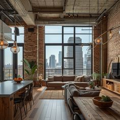 a living room filled with furniture and large windows