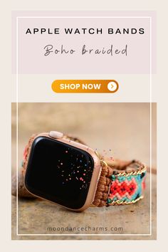 Boho Braided Apple Watch Band for Women Fashion 2023 Dress up your iwatch with our unique boho apple watch bands, handcrafted with natural cotton All at 50% OFF. Make a fashion statement with these stylish apple watch straps. Our bands for apple watches are unique and special. 38mm/44mm. Dress up your tech with these unique accessories. Moon Dance Charms offers unique natural stone handcrafted jewelry, and boho beads wrap bracelets. Visit our website for more> Bohemian Brown Bracelet Strap Apple Watch Band, Bohemian Brown Apple Watch Band With Bracelet Strap, Trendy Adjustable Brown Watch Band, Trendy Brown Apple Watch Band As Gift, Trendy Brown Apple Watch Band For Gift, Casual Adjustable Brown Apple Watch Band, Casual Brown Adjustable Apple Watch Band, Adjustable Beaded Brown Apple Watch Band, Bohemian Multicolor Adjustable Apple Watch Band