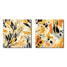 two paintings with different patterns on them