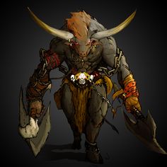 an animated character with horns and armor