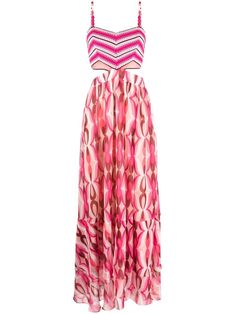 pink all-over graphic print spaghetti straps cut-out detailing Crochet Maxi Dress, Crochet Maxi, Stylish Clothes, Dress Pink, Curator Style, Pretty Dresses, Day Dresses, Pink Dress, Style Guides