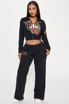 Ed Hardy Retro Tiger Zip Front Hoodie - Black Ed Hardy Cropped Hoodie, Ed Hardy Set Black, Edhardy Y2k Tracksuit, Ed Hardy Sweatsuit, Ed Hardy Tracksuit, Ed Hardy Set, Ed Hardy Outfit Black Women, One Piece Outfit Ideas, Fashion Nova Outfits Baddie