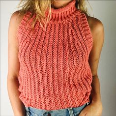 Super Soft And Comfortable, Have Never Worn It. I Personally Am Not A Fan Of Anything By My Neck, Thus Why I’m Selling. Sleeveless Stretch Crochet Top For Fall, Pink Knit Tank Top, Pink Knit Sleeveless Tank Top, Pink Sleeveless Knit Tank Top, Trendy Chunky Knit Pink Top, Trendy Pink Chunky Knit Top, Spring Sleeveless Chunky Knit Sweater Vest, Sleeveless Knit Crochet Top For Fall, Chic Sleeveless Crochet Top For Fall