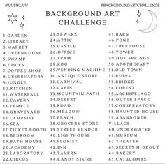 the back ground art challenge is shown in black and white, with numbers on it