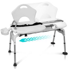 The Vive Health Sliding Shower Chair enhances safety and accessibility during showering for those with limited mobility or balance issues. This chair features a smooth-gliding transfer mechanism that allows for easy and secure movement from a seated position to the bathtub ledge or shower floor. FEATURES Safe and Stable Design: The Vive Health Sliding Shower Chair features a sturdy aluminum frame with non-slip rubber feet for stability and safety. Sliding Seat Mechanism: Allows for easy transfer Bathtub Ledge, Bath Bench, Transfer Bench, Bathtub Mats, Stable Design, Walker Bag, Shower Chair, Stables Design, Shower Bench