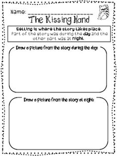 the kissing hand worksheet for students to practice reading and writing their own words