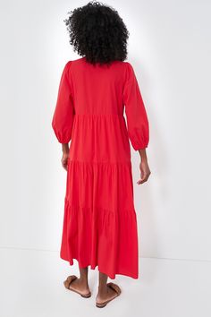 Featuring a full length, tiered skirt combined with puff sleeves in a bright vibrant red, the Hibiscus Mabel Dress is ready to quickly become a closet staple. With a collared neckline and half front placket, this effortless number evokes a sophisticated, relaxed feel. This no fuss maxi can be worn all day from school drop offs and errands to dinners with old friends, making your day a breeze with this easy silhouette. Style this neutral, yet striking number with heels and bold accessories for di Plus And Minus, Bold Accessories, Cocktail Attire, Tier Skirt, Pullover Sweatshirts, Vibrant Red, Fall Trends, Hibiscus, Length Sleeve