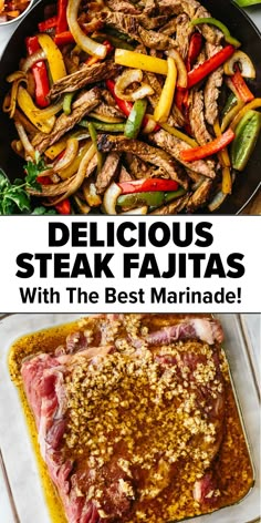 Skillet Steak Fajitas Steak Fajita Instant Pot, Homemade Fajitas Steak, Mixed Fajitas Recipes, Mexican Steak Fajita Recipe, Top Sirloin Steak Fajitas, Beef Fajitas On The Grill, Beef Fajita Crockpot Recipes, Steak Fajitas Crockpot Easy, Tender Steak Fajitas