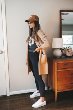 Six Neutral Fall Outfits From My Capsule Wardrobe - Stitch & Salt Midi Dress With Outerwear, Leggings Mom Outfits, Active Mom Style, Interior Decorator Outfit, Active Wear Outfits For Work, Everyday Active Wear Outfits, Active Mom Outfits, Mom Outfits Leggings, Casual Active Wear Outfits