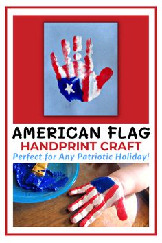 an american flag handprint craft is shown with the words, perfect for any patriotic holiday