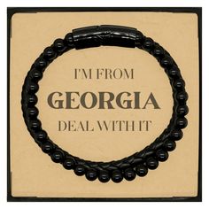 I'm from Georgia, Deal with it, Proud Georgia State Gifts, Georgia Stone Leather Bracelets Gift Idea, Christmas Gifts for Georgia People, Coworkers, Colleague - Mallard Moon Gift Shop Bracelets Inspiration, Birthday Stone, Beaded Leather Bracelet, Christmas Look, Moon Gifts, Georgia State, Friends Gifts, Natural Stone Beads, Braided Leather Bracelet