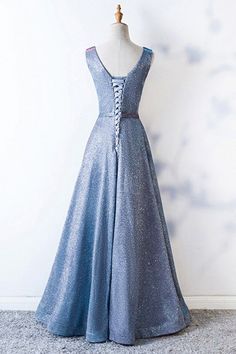 Shop Sparkly Blue Long Aline Party Dress Vneck With Pleated online. SheProm offers formal, party, casual & more style dresses to fit your special occasions. Bling Prom Dresses, Prom Dresses V Neck, Prom Dress Blue, Ruffle Prom Dress, Dresses V Neck, Marine Uniform, Cheap Evening Dresses, Blue Dress Formal, Prom Dresses Sleeveless