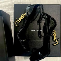 Worn Once Ysl Heels.Got It Too Small But In Great Condition. Shown In Photos The Bottom Has Some Marks. Authentic Heels Brought Through Saks Fifth Avenue. Basically Brand New Designer Heels. Dust Bag Included/ Box Included Dark Feminine Heels, St Laurent Heels, Ysl Heels Aesthetic, Fancy Black Heels, Ysl High Heels, Expensive High Heels, Branded Heels, Expensive Heels, Yves Saint Laurent Heels