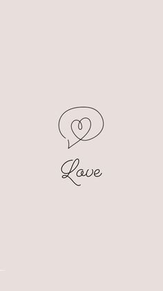 the word love written in black ink on a light gray background with a small heart