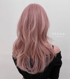 Pink Hair Layers, Ash Pink Hair Color, Smoky Pink Hair, Pink Brown Hair Color, Korean Pink Hair, Smokey Pink Hair, Ashy Pink Hair, Pink Ash Hair