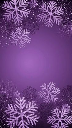 purple snowflakes on a black background with space for text