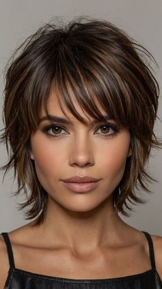 Elegant Transformations: Gorgeous Hairstyles and Haircuts for Women Over 50. Rediscover Your Radiance! Timeless Looks for Timeless Beauty. Medium Length Hair With Layers Over 50, Medium Shag Haircuts For Fine Hair, Short Shag Cut, Short Bob With Fringe, Rambut Brunette, Short White Hair, Timeless Looks