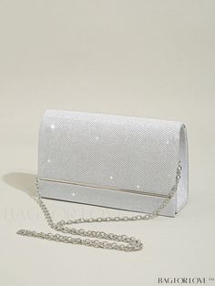 BagForLove - Chic Glittered Evening Clutch: Womens Chain Shoulder Bag in Mini Size Bags For Prom, Prom Bags, White Clutch Bag, Sparkly Bag, Glitter Clutch Bag, Prom Purse, Prom Bag, Glitter Clutch, Glitter Bag