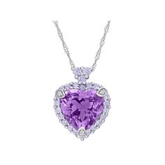 Featuring a heart-cut amethyst center stone beautifully complemented by tanzanite and diamond accents, this Stella Grace pendant captivates from every angle. Featuring a heart-cut amethyst center stone beautifully complemented by tanzanite and diamond accents, this Stella Grace pendant captivates from every angle.Click on this JEWELRY & WATCHES GUIDE to learn about fit, styles, materials and more! Metal: 10k white gold Chain length: 17 in. Plating: rhodium Packaging: boxed Finish: polished Penda Formal Amethyst Jewelry For Valentine's Day, Purple Heart Cut Jewelry For Valentine's Day, Heart Cut Purple Jewelry For Valentine's Day, Amethyst Heart Cut Necklace For Anniversary, Heart Cut Amethyst Necklace For Anniversary, Purple Heart Pendant Necklace For Formal Occasions, Heart Cut Amethyst Necklaces For Anniversary, Purple Heart Necklace For Anniversary, Formal Purple Heart Pendant Necklace