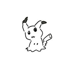 a black and white drawing of a cute little pikachu with its arms in the air