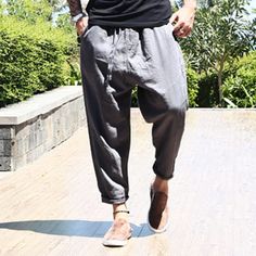 Material: Linen, Cotton • Length: Ankle-Length Pants • Style: Flat, Cross-Pants, Casual • Decoration: Pockets • Type: Full Length, Broadcloth, Mid, Drawstring, Loose Baggy Straight Sweatpants For Summer, Baggy Ankle-length Sweatpants For Summer, Baggy Tapered Leg Sweatpants For Summer, Summer Baggy Sweatpants With Tapered Leg, Cross Pants, Casual Linen Pants, Linen Casual, Pants Style, Pants Casual