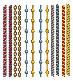 different types of chains and chains on a white background