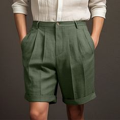 Season:Summer; Fabric:Linen Cotton Blend; Gender:Men's; Style:Designer,Fashion; Occasion:Holiday,Daily,Casual; Fit Type:Regular Fit; Function:Breathable,Comfort; Waistline:Mid Waist; Pattern:Plain; Design:Pocket,Pleats,Buttons; Brand:OUKU; Pants Type:Shorts,Linen Shorts,Pleated Shorts,Dress Shorts,Summer Shorts; Fly Type:Button; Front page:FF; Listing Date:12/27/2023; Hips:; Length:; Waist:; Pants Length:Short Khaki Bottoms With Built-in Shorts For Summer, Summer Khaki Bottoms With Built-in Shorts, Khaki Shorts For Summer Vacation, Summer Above Knee Shorts With Built-in Shorts, Casual Khaki Shorts For Summer, Khaki Beach Shorts For Summer, Casual Green Shorts For Summer, Solid Color Shorts For Spring Vacation, Solid Knee-length Shorts For Spring