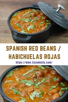 two images showing different types of spanish beans and hachiella's rojas