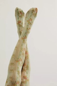 French Blooms Tights | Free People Fitted Feminine Legwear For Spring, Fitted Full-length Legwear For Spring, Non-stretch Thigh High Tights For Spring, Spring Full Length Fitted Tights, Fitted Green Legwear, Stretch Green Legwear For Spring, Spring Stretch Knee-high Tights, Spring Full Length Tights, Non-stretch Full Length Tights For Spring