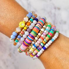 Everyday Bracelets, Heishi Bracelets, Random Products, Pop Jewelry, Bracelets Ideas, Etsy Promotion, Everyday Bracelet, Clay Bracelet, Diy Bracelet Designs