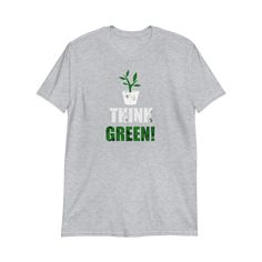 "Thank you for stopping by our shop! The \"Think Green\" T-Shirt is a powerful call to action, urging everyone to embrace sustainability and environmental consciousness. Let this T-Shirt be a symbol of your dedication to preserving the planet for future generations. Wear it proudly and make a statement that you are a champion for a greener and more sustainable world. Embrace the message, think green, and lead the change with this impactful and meaningful T-Shirt. Looking for a different color shirt? Just ask! We are happy to accommodate changes if our supplier has your desired color in stock." Environmental Consciousness, Green T Shirt, Green Life, Green Tshirt, Call To Action, Color Shirt, Consciousness, Cool Shirts, Sustainability