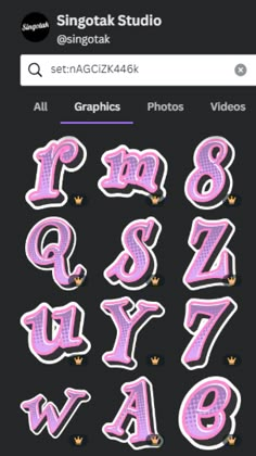 the pink letters and numbers are all in different styles