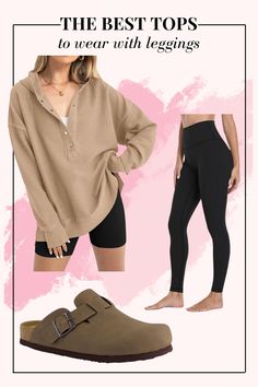 Fall fashion is all about comfort and style! Check out these leggings outfit ideas for a cozy yet chic look this season. Don’t forget to save this pin and click through for endless cute clothes with leggings inspiration! Tshirt Outfit Fall, Khaki Leggings Outfit, Leggings And Tshirt