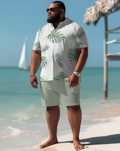 Plus Size L-9XL Hawaiian Shirt Shorts Set is a stylish outfit for summer. It consists of a Hawaiian-style short-sleeve shirt and comfortable shorts for men looking for on-trend and casual styles. This set is characterized by its loose fit and comfortable fabric. It's made from lightweight cotton fabric that's extremely breathable and sweat-wicking to keep you cool and comfortable on hot days. The design of the shirt is inspired by the traditions and scenery of Hawaii, with bright colors and uniq Stylish Men Casual Plus Size, Plus Size Men Vacation Outfits, Men Vacation Outfits, Men Vacation, Outfits For Big Men, Hawaiian Shirt Outfit, Plus Size Set, Outfit For Summer, Dog Suit