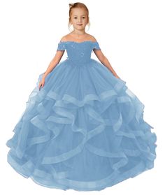 PRICES MAY VARY. If you want to make the dress as fluffy as the picture, please prepare a prom petticoat by yourself, thank you. Features: princess long flower girl dress lace appliquess tulle ball gown kid's gowns child pageant dress,sleeveless communion dance maxi gown,empire wastline. Occasions: You can wear the flower girls dress at girl's wedding flower girl dress,first communion dress,pageant dress,birthday,Easter dress,Halloween dress up,Christmas dress,photography prop etc. About Size: S Ball Gowns For Kids, Elegant Flower Girl Dress, Gowns For Kids, Kids Pageant Dresses, Long Flower Girl Dresses, Girls Pageant Dresses, Wedding Flower Girl Dresses, Kids Gown, Tulle Ball Gown